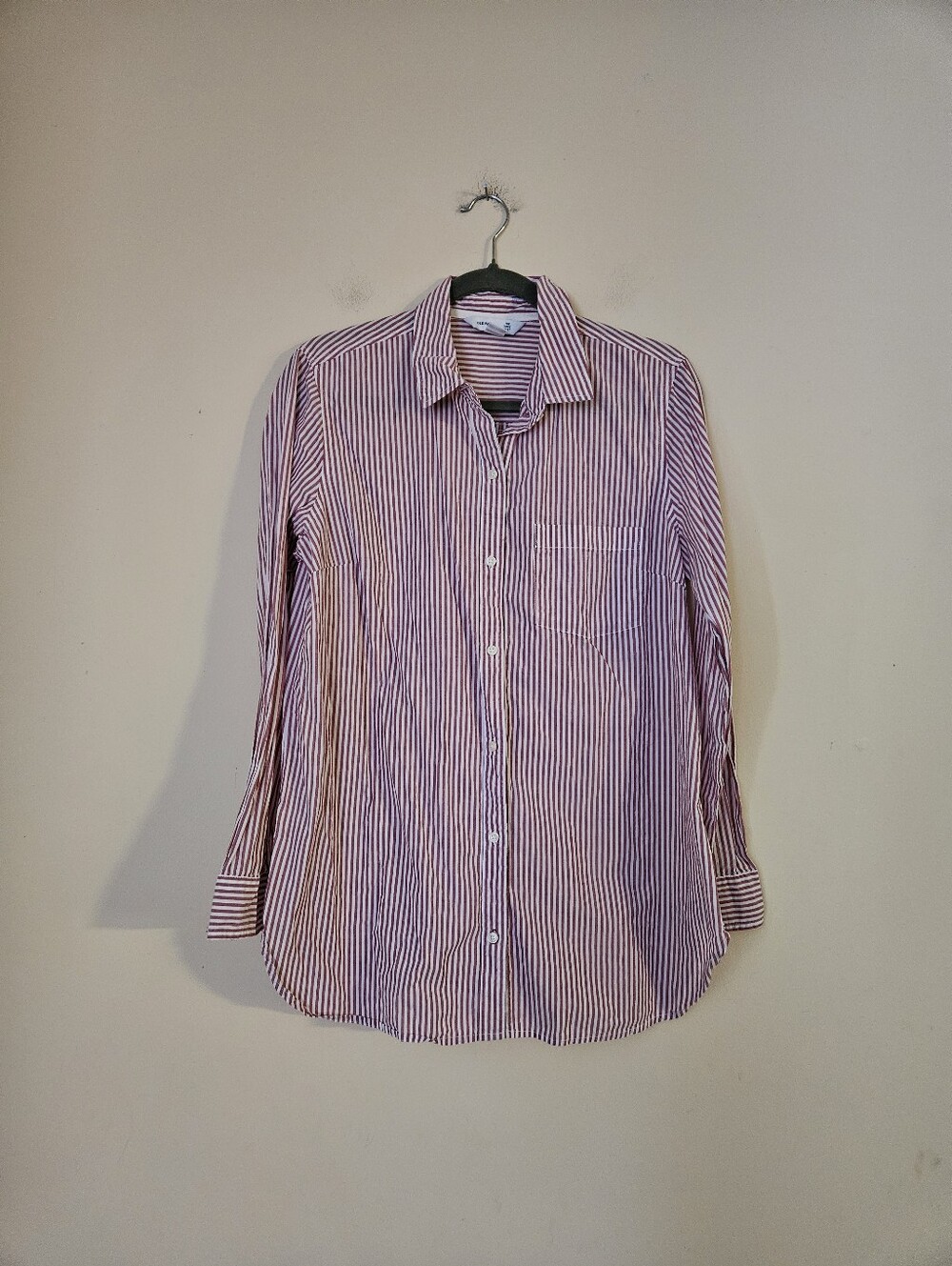Old Navy Women's Red & White Striped Tunic Shirt, Size Large